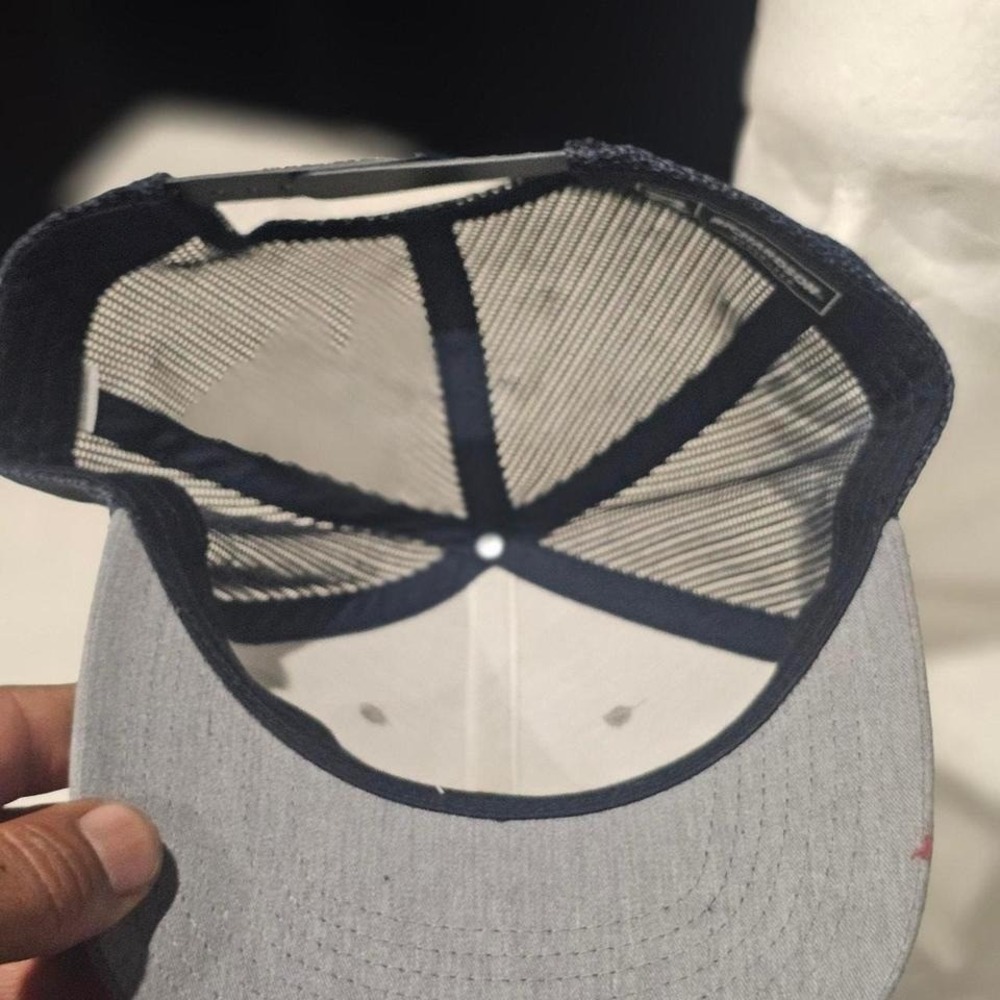 Richardson 112 Trucker Hat Cochran Leather Patch Grey Navy Snapback Mesh Cap - Picture 4 of 4